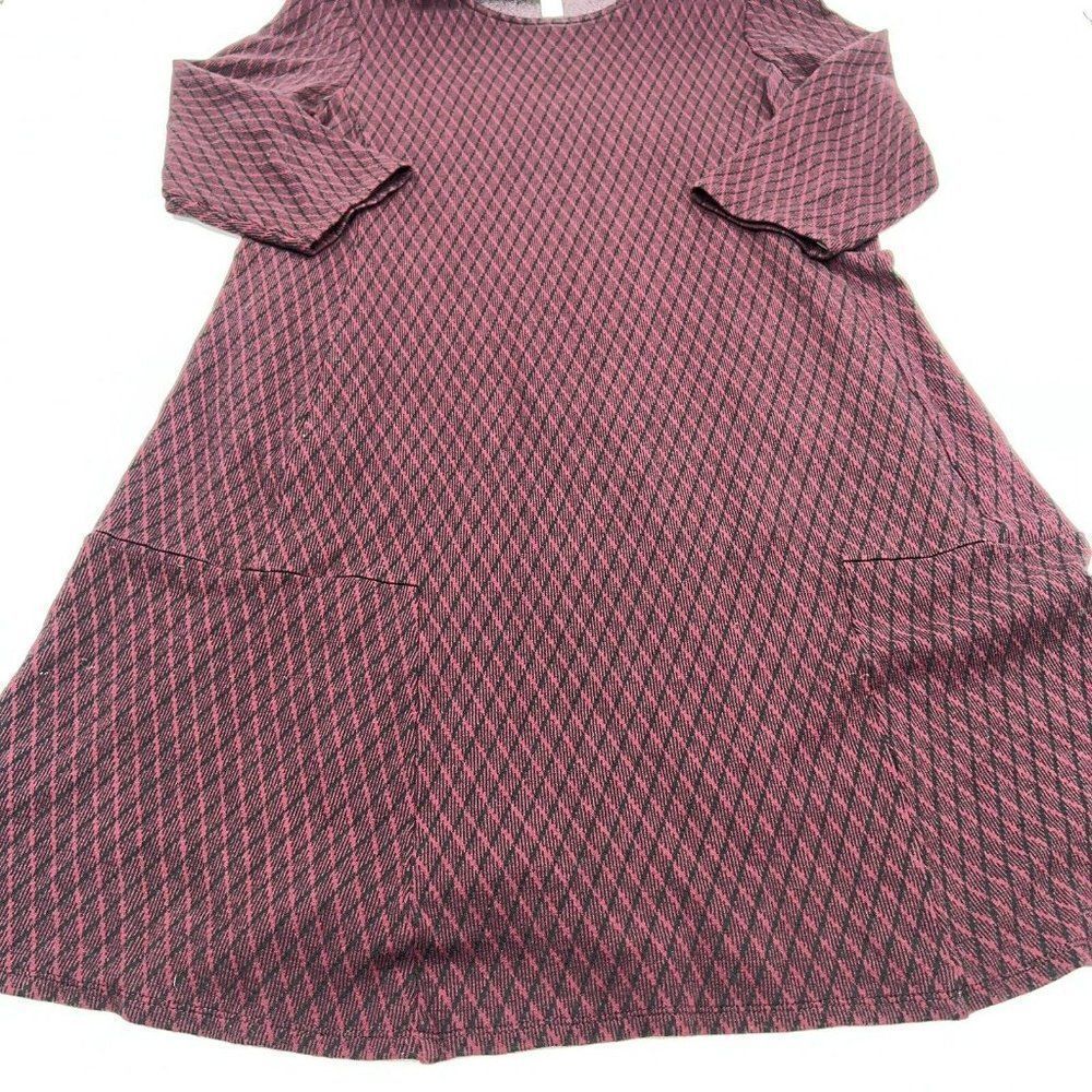 J Jill Ponte S Dress Womens Shift Red Burgundy Stretch Knit 3/4 Sleeve Pullover